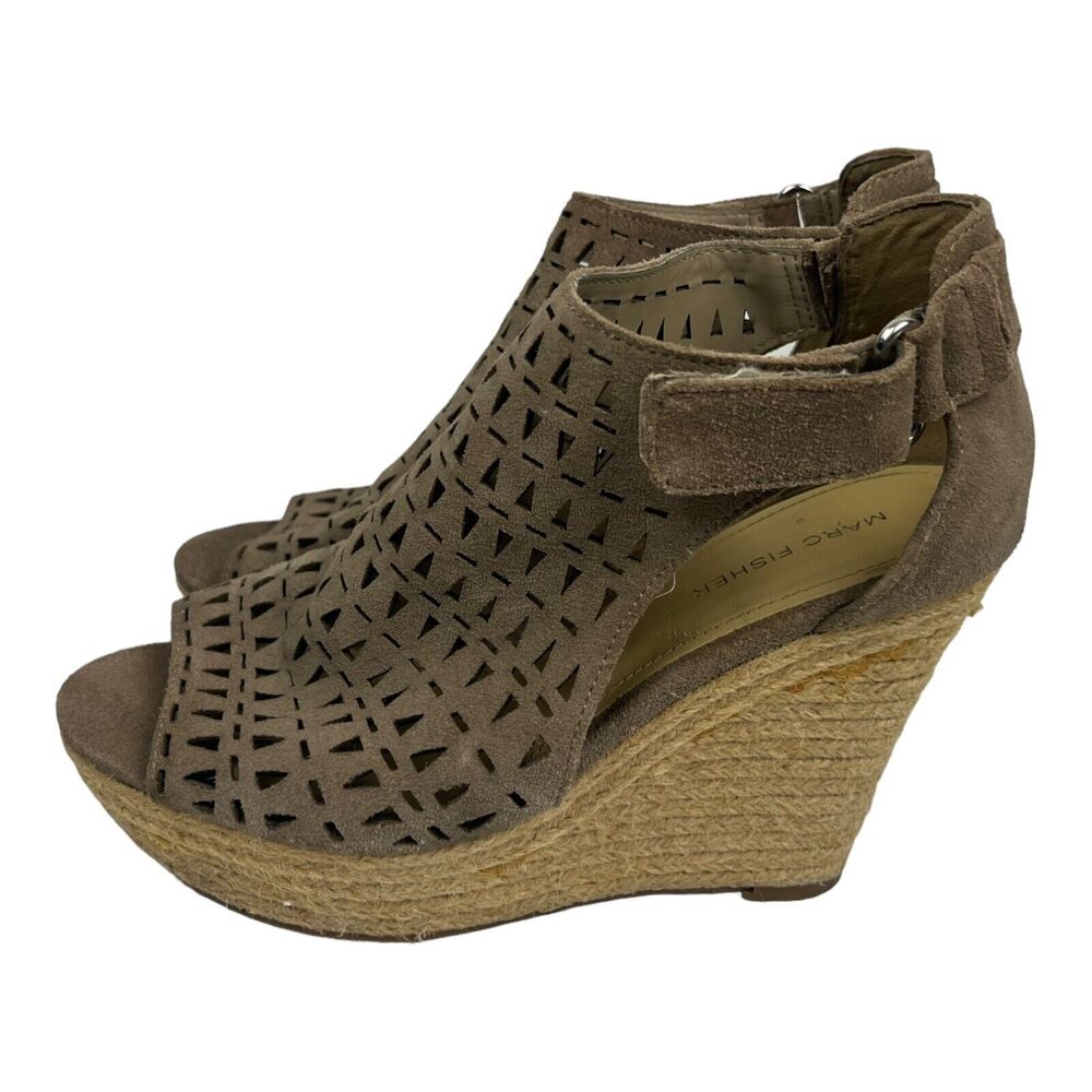 Marc Fisher Women's  Shoes Size 8 M  Leather Brown Suede Platform Wedge Sandal